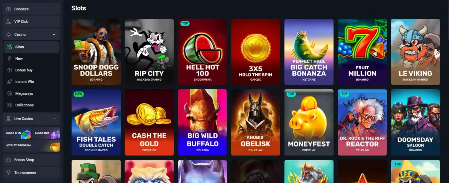 Luckywave Casino schermafbeelding